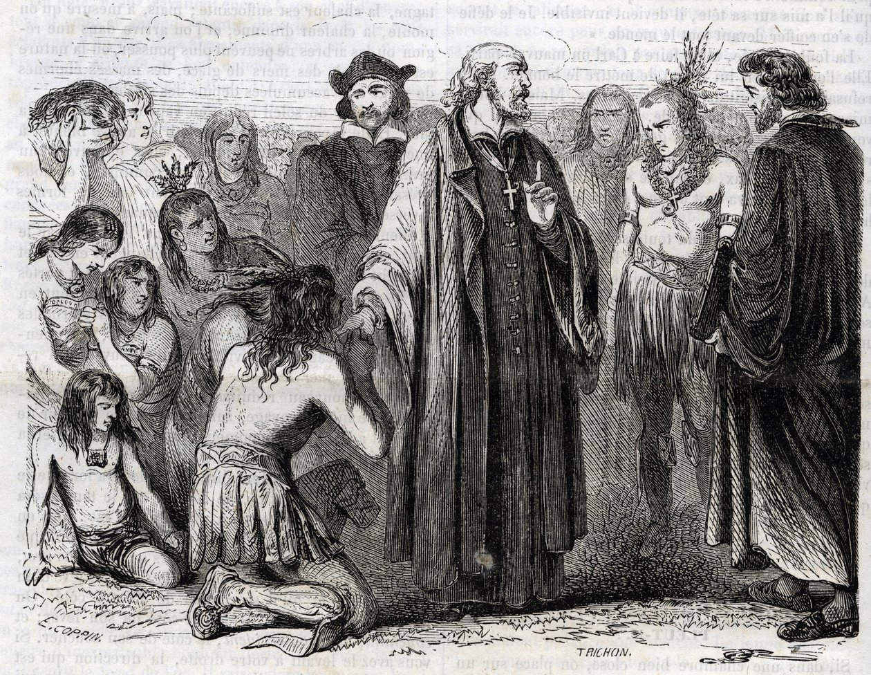 Representation of Bartolome de las Casas (1484-1566) Dominican priest, missionary with the Indians" (Portrait of Bartolome de las casas, dominican friar and protector of the Indians - engraving of 1860) 作： 無名の画家