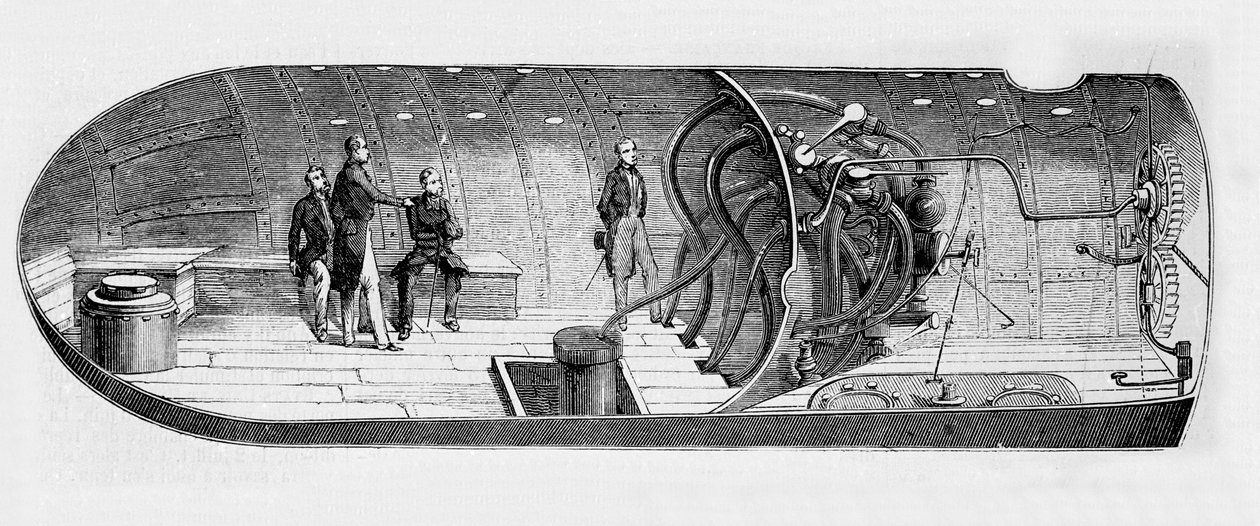 アントワーヌ・プロスペル・パイエルヌ（1806-1886）による潜水艦（サブマリン）の表現 作： 無名の画家