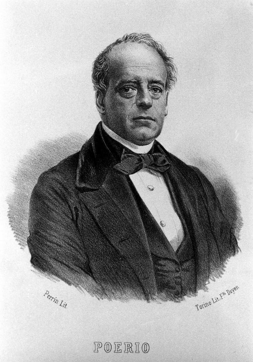 リソルジメント：イタリア革命家カルロ・ポエリオ(1803-1867)の肖像。19世紀のエングレーヴィング。 作： 無名の画家