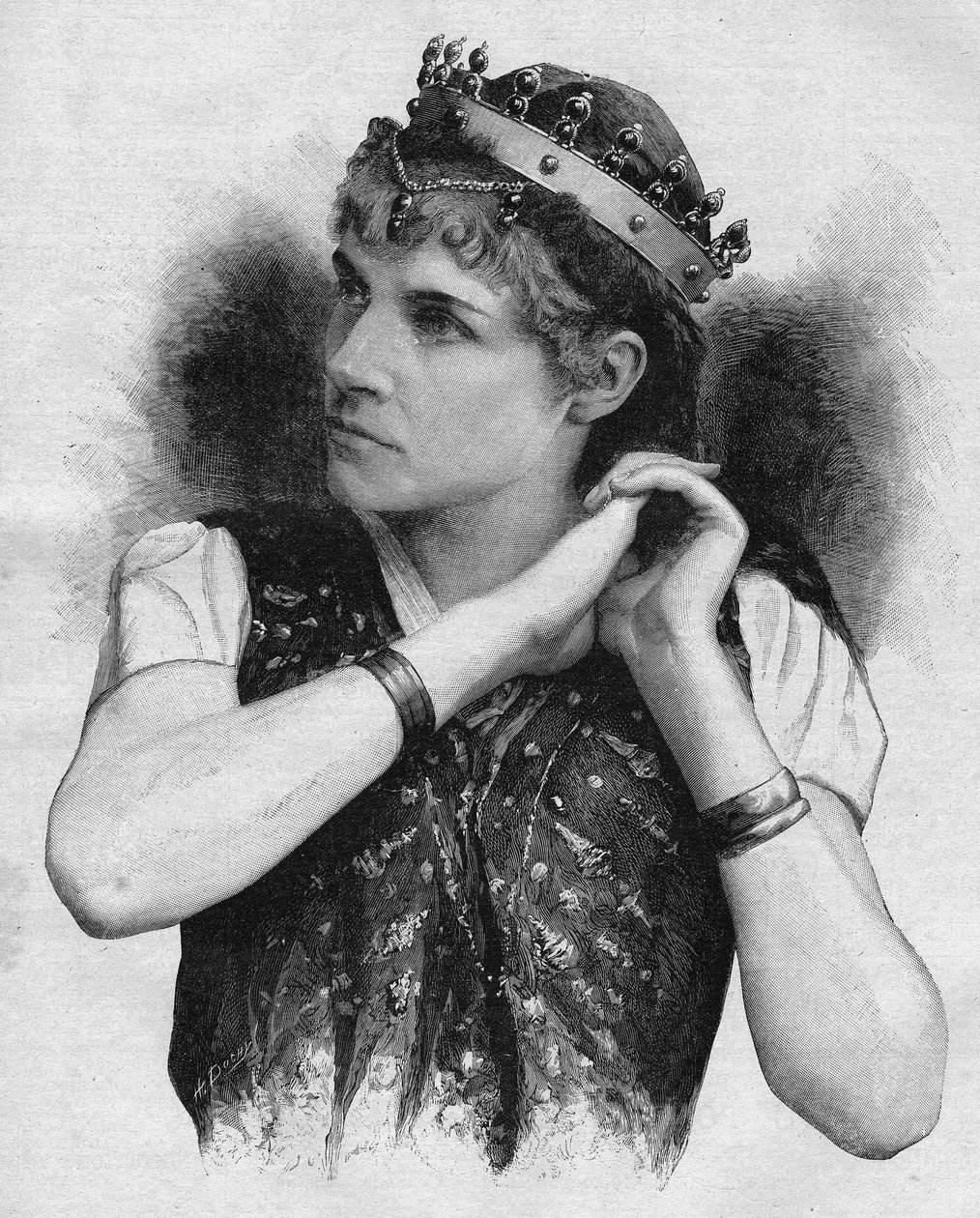 ローズ・キャロン（1857-1930）1892年にルイ・エティエンヌ・アーネスト・レイエの「サランボ」に出演したフランス人歌手。 作： 無名の画家