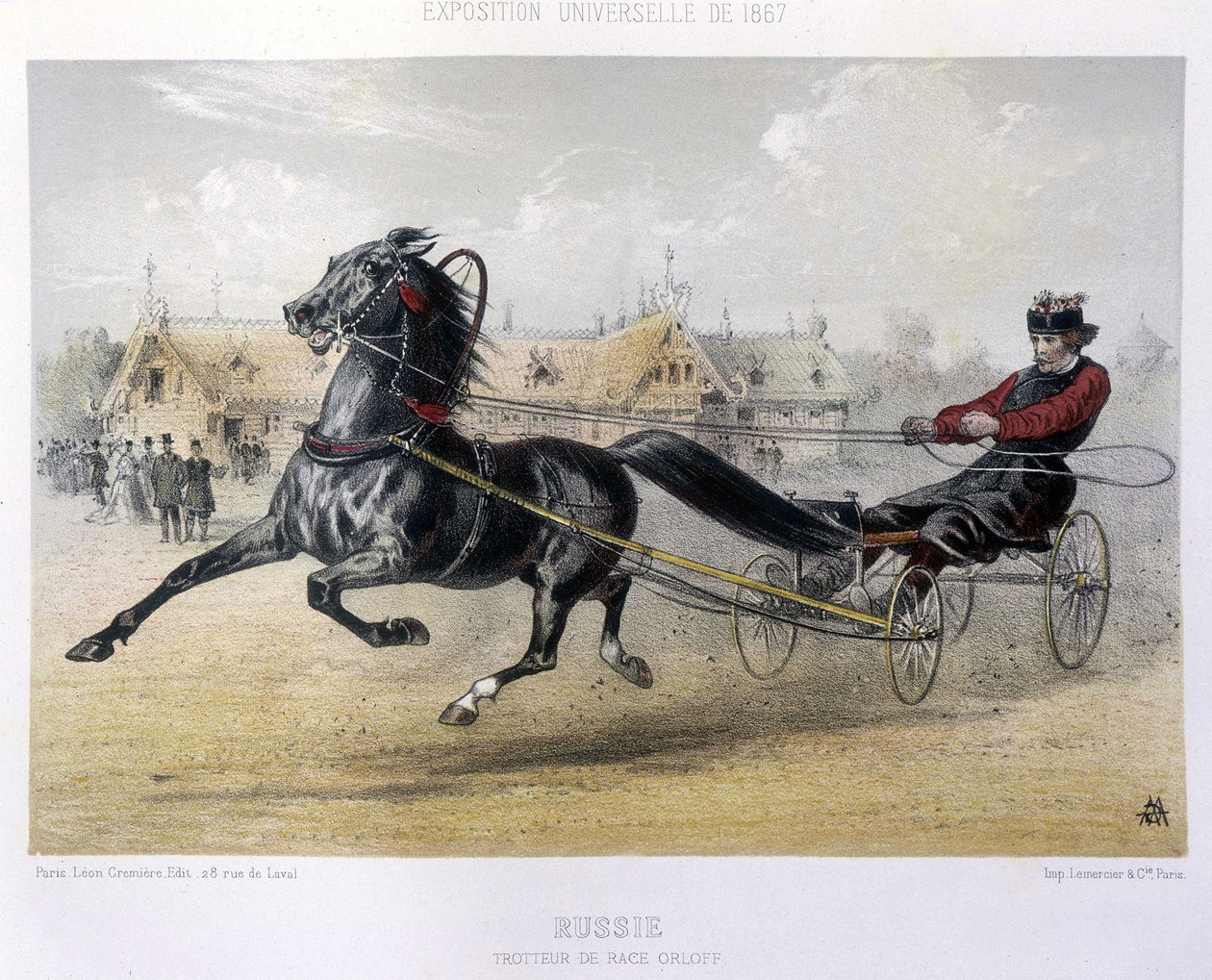 ロシア。オルロフ種のトロッター-「ケンタウルス」1867年掲載 作： 無名の画家