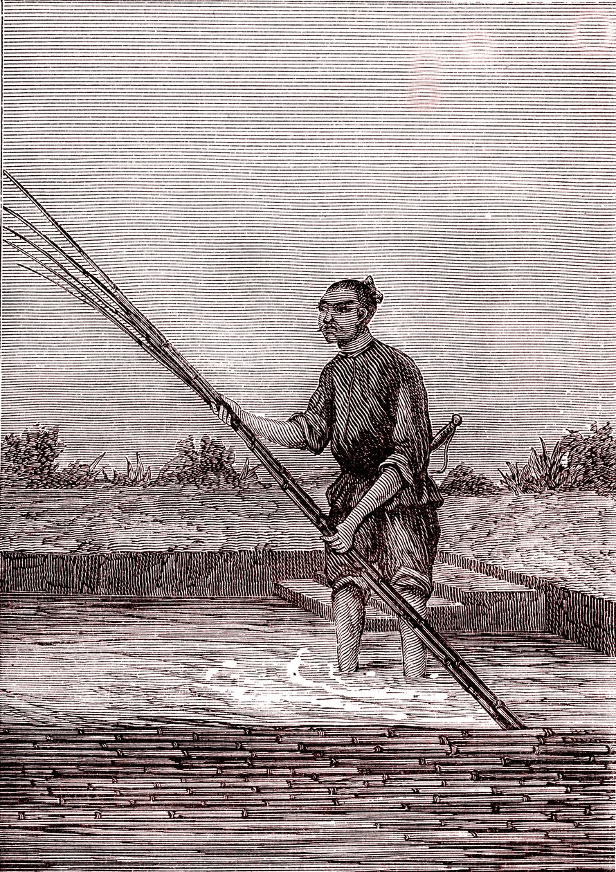 濡れた竹を錆びさせる、中国の製紙業（紀元前3世紀）（版画 作： 無名の画家