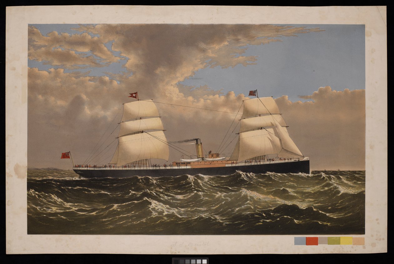 S S ブリストル、ホワイト・スター・ライン、1875年頃（プリント） 作： 無名の画家
