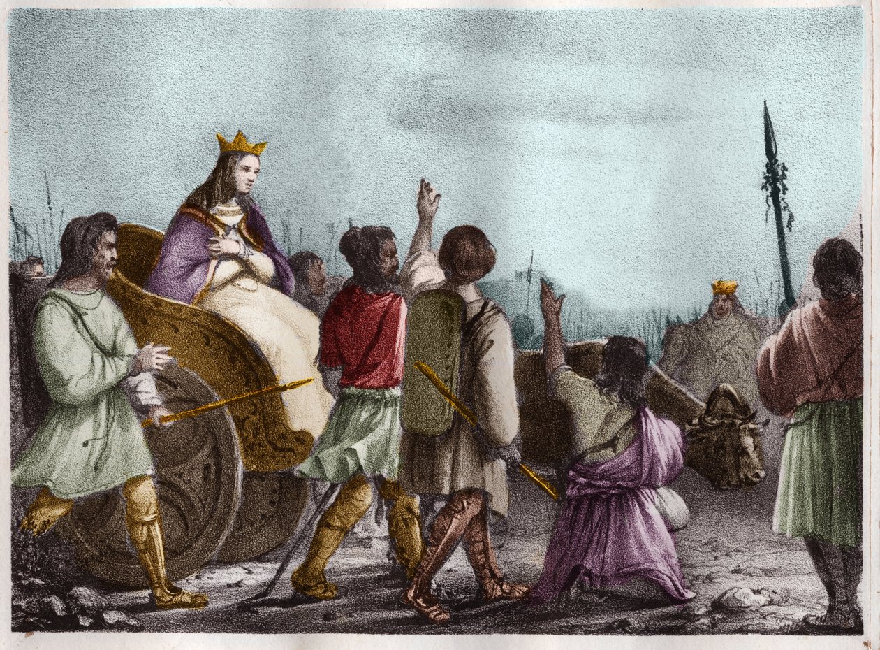 クロヴィス1世の妻であるフランク王国の女王、聖クロチルデ（v.475-545）。 作： 無名の画家