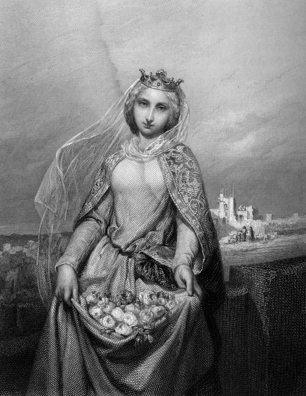 ハンガリーの聖女エリザベス。(1207年～1231年). "The Holy Women "にて.1852年 作： 無名の画家