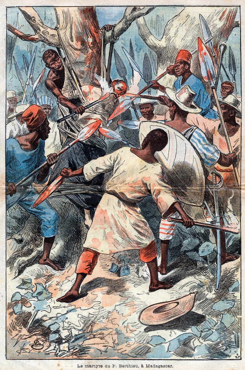 Saint Father Jacques Berthieu first martyr of Madagascar - Jacques Berthieu (1838-1896)の殉教者 (Saint Jacques Berthieu) マダガスカルのイエズス会宣教師 - 彼はマダガスカルの最初の祝福者であり殉教者である - 1896年のエングレーヴィング 作： 無名の画家