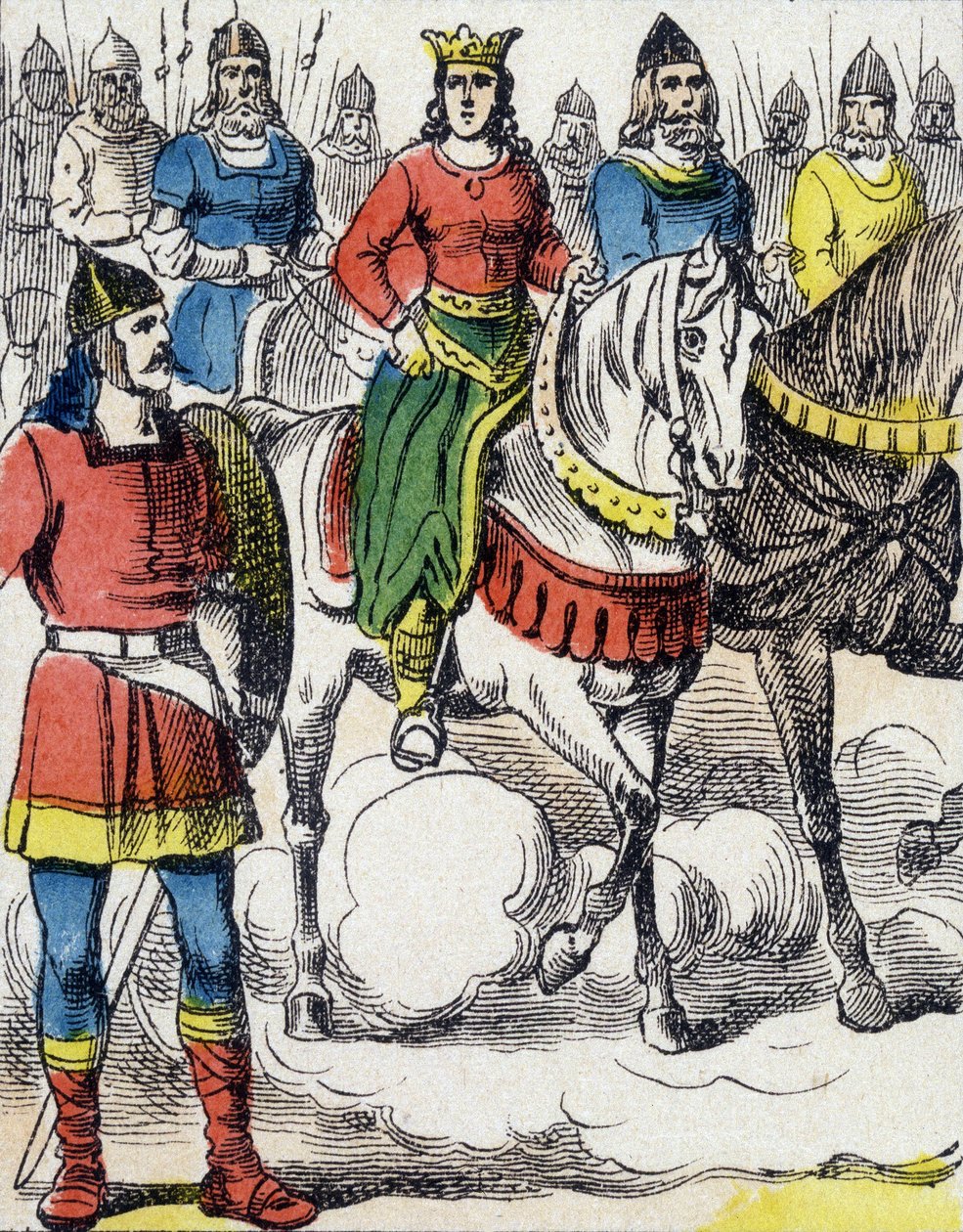 Sainte Clotilde（475-545）は、叔父であるBourgondesの王Gondebaud（480-516）の指導を逃れました。 作： 無名の画家