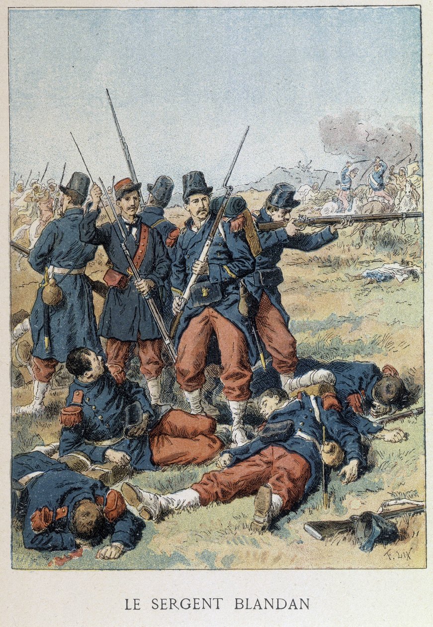 ブランダン軍曹は1842年のアルジェリア征服の際に死亡 - "Histoire de France "にて 作： 無名の画家
