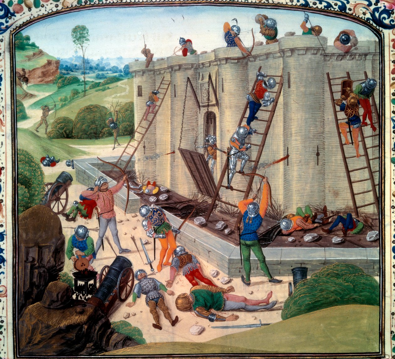 ブレストの包囲（西暦1386年）。ジャン・フロワサールの「年代記