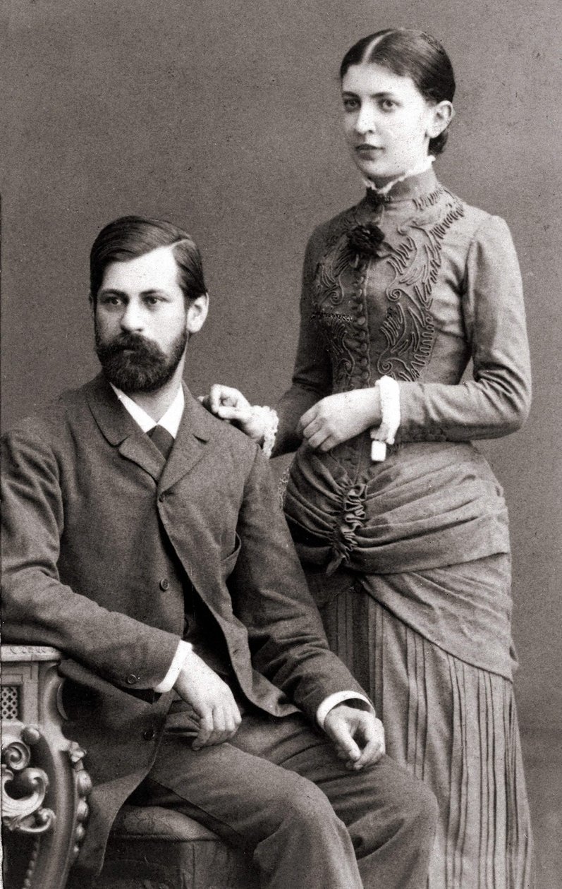 ジークムント・フロイトと妻のバーネイズ・マーサは1885年6月。 作： 無名の画家