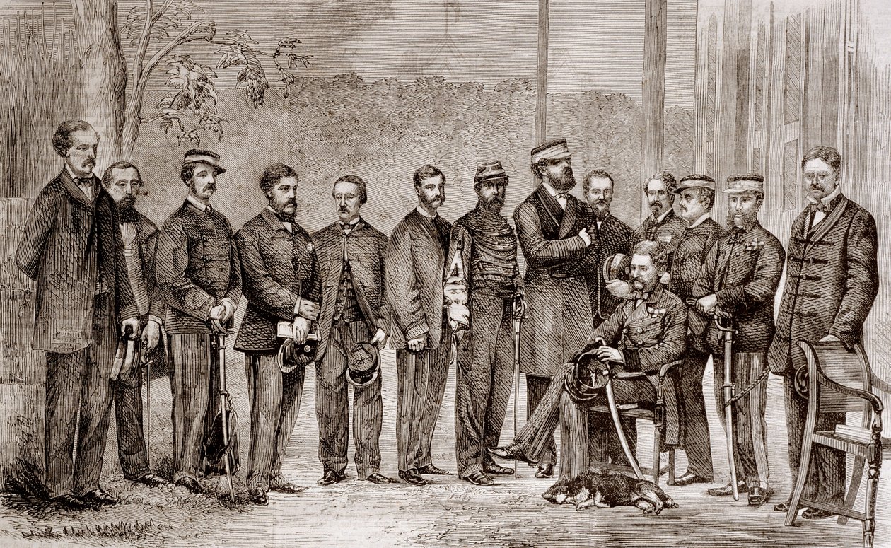 1856年から1860年まで続いた第二次アヘン戦争のイギリス軍人とその部下であるSir James Hope Grant（1808-1875）。 作： 無名の画家