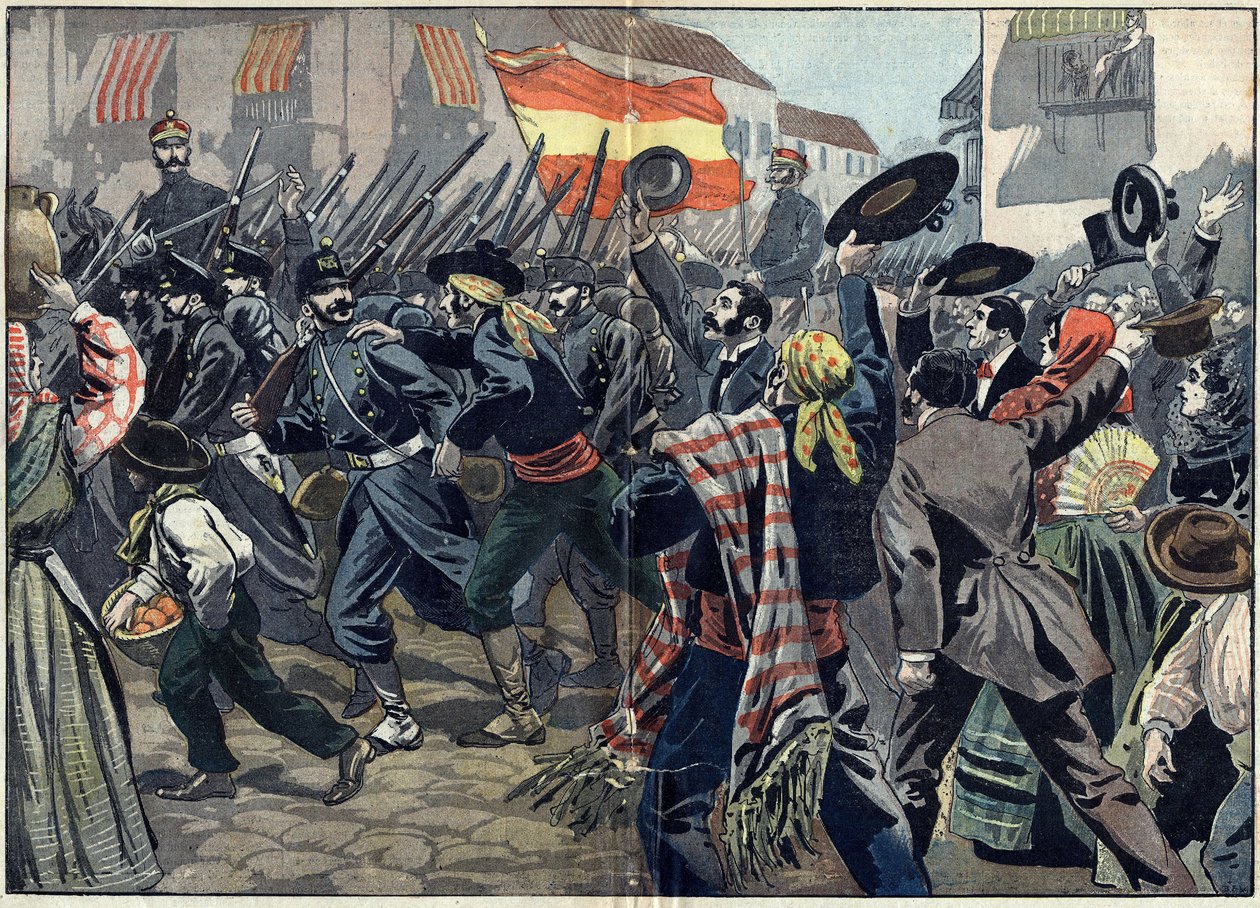 スペインと北米の間で起きた米西戦争またはキューバ独立戦争（1868年～1898年 作： 無名の画家