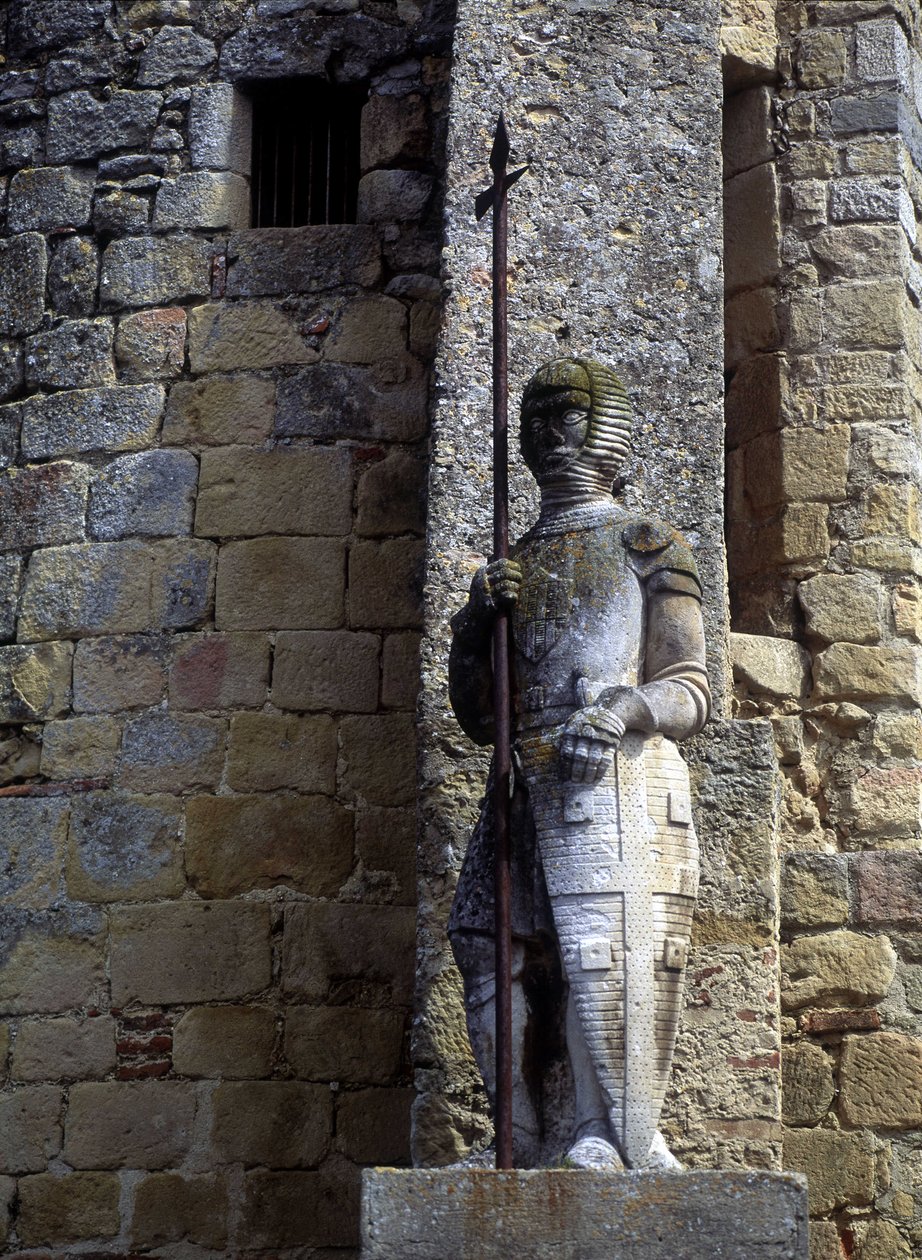 Lauragais（31）のavignonetの扉にあるカタル派の戦士の像。 作： 無名の画家