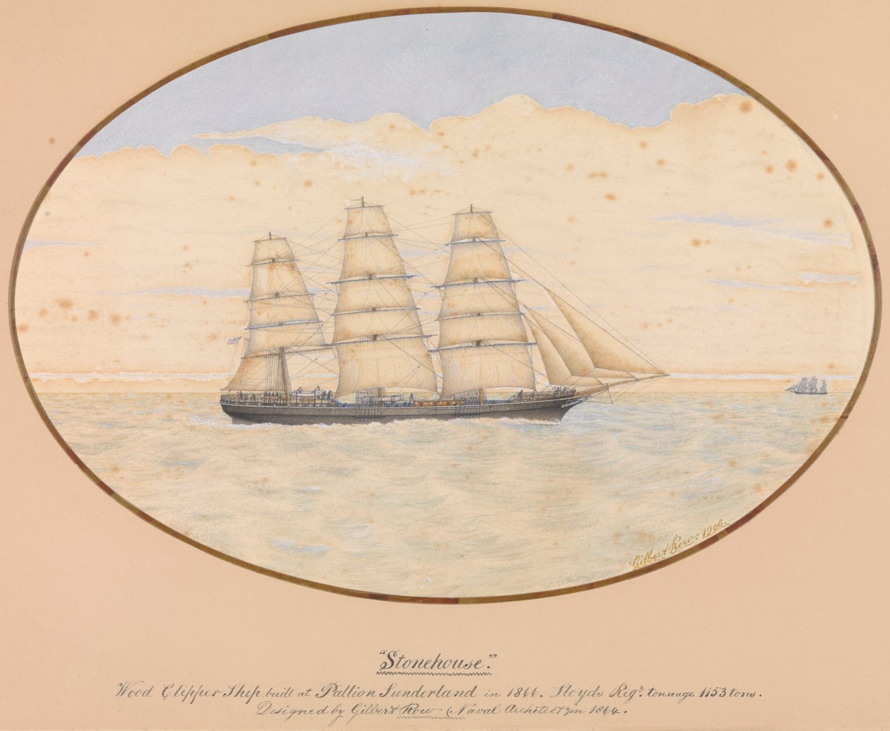 ストーンハウス」ウッド・クリッパー船 作： 無名の画家