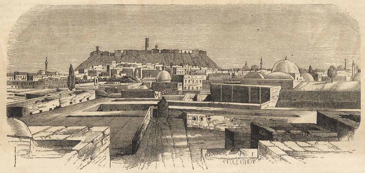 シリア：19世紀のシリアのアレッポの街 - シリアのアレッポ - 1864年 作： 無名の画家