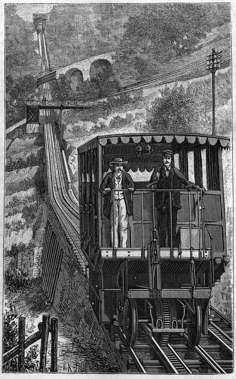 テリトグリオンの鉄道1884年、スイスのグライオン線。 作： 無名の画家