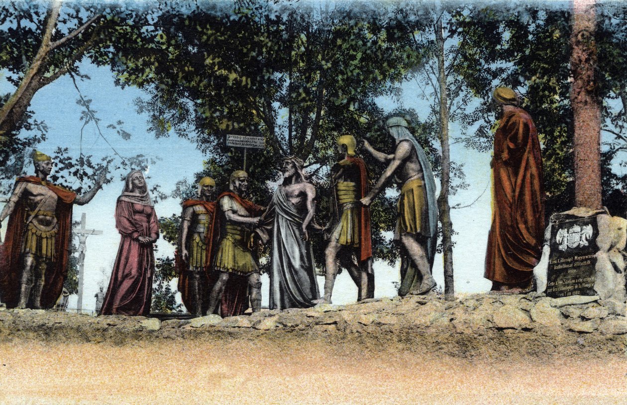 ルルドのカルバリー（十字架の道行）：Xeme駅 - イエスは服を剥ぎ取られる。 作： 無名の画家