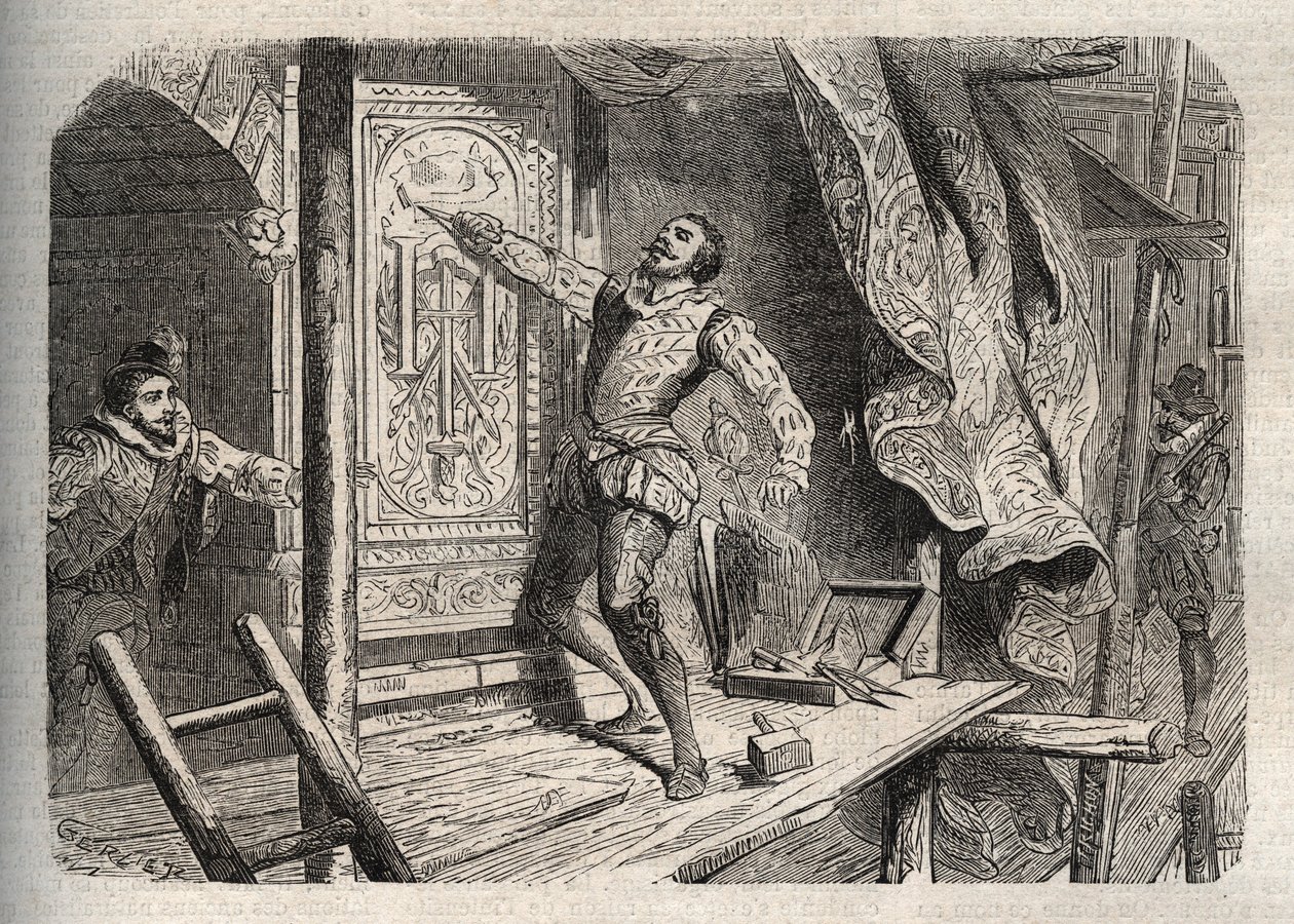 Jean Goujon (1510-1562 or 1569)の死は、伝説によると1572年のサン・バルテルミー事件の際に死亡したとされている。 作： 無名の画家