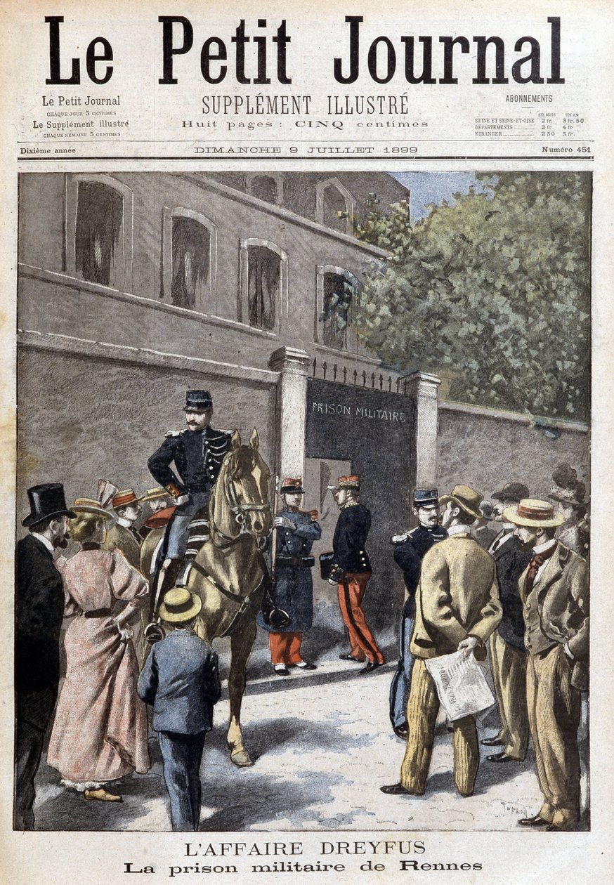 ドレフュス事件：レンヌの軍事刑務所-1899年9月7日付「Le Petite Journal」にて 作： 無名の画家