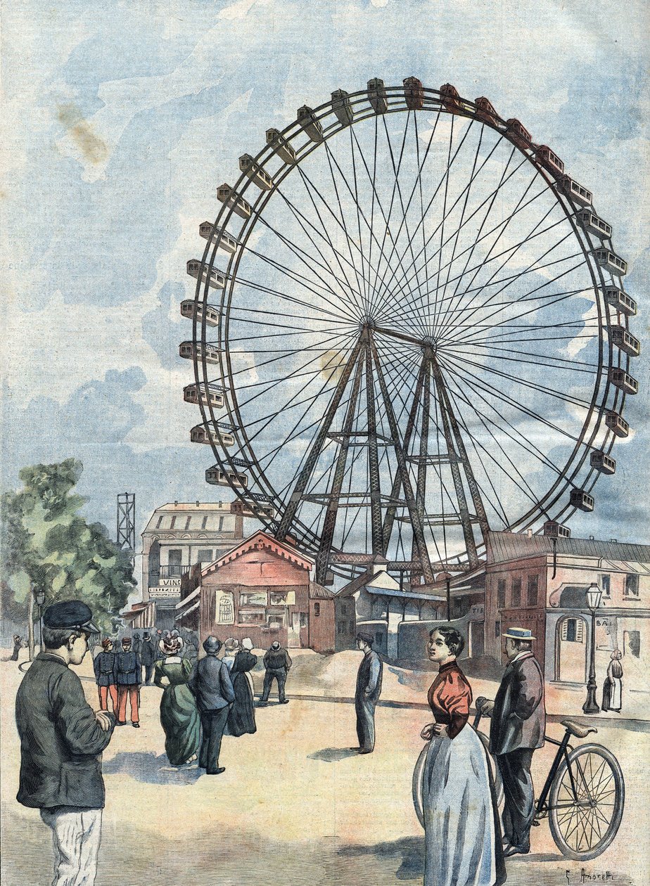 1900年パリ万国博覧会の観覧車。 作： 無名の画家