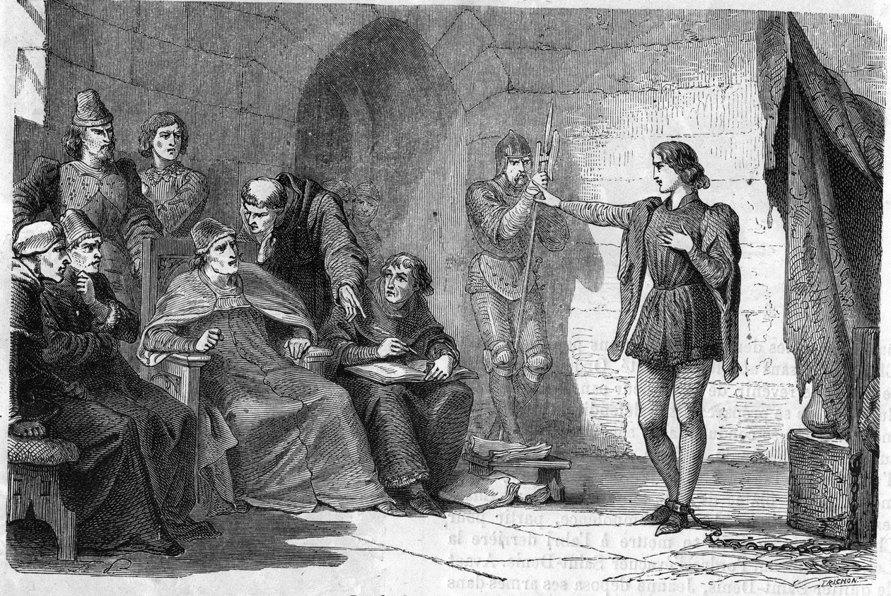 1431年、ジョーン・オブ・アークの軌跡。 作： 無名の画家