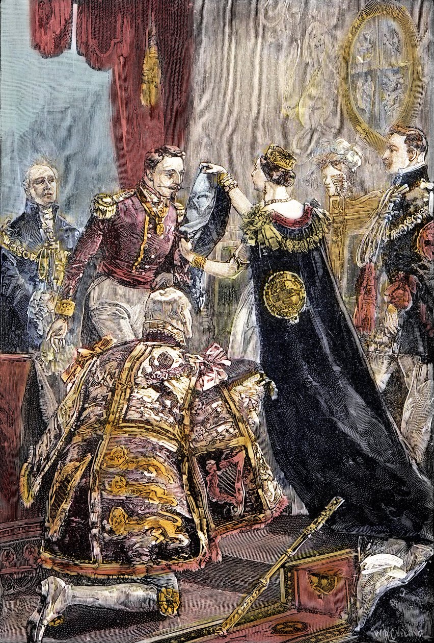 ヴィクトリア女王がフランス皇帝にガーター勲章を授与（ウィンザー城にて 作： 無名の画家