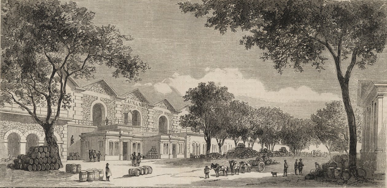1861年のパリのワイン倉庫 - Eaux de vie地区 作： 無名の画家