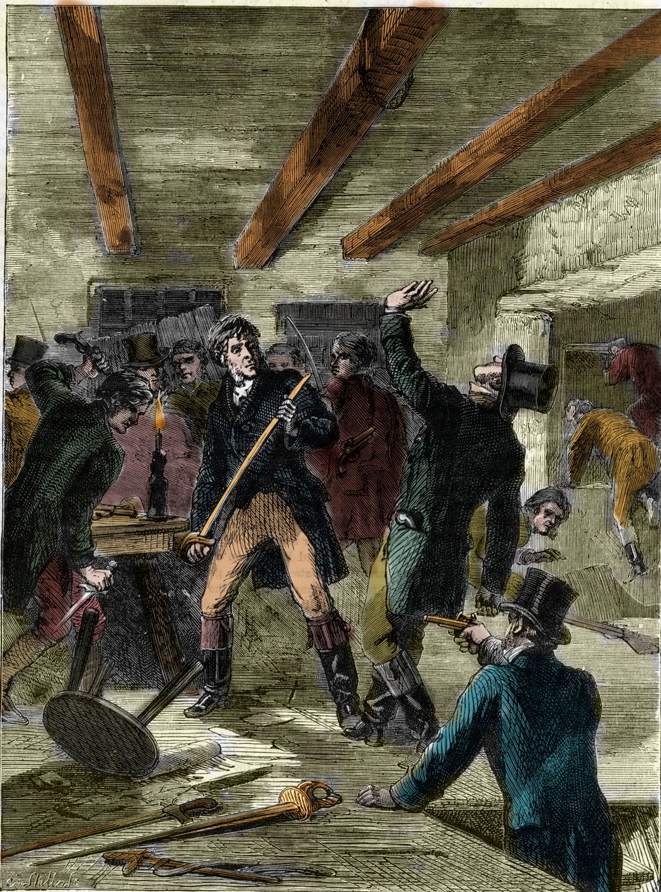 ケート街の陰謀者の逮捕（刻印） - "The Cato Street conspirators..."(Cato Street Conspiracy) 作： 無名の画家