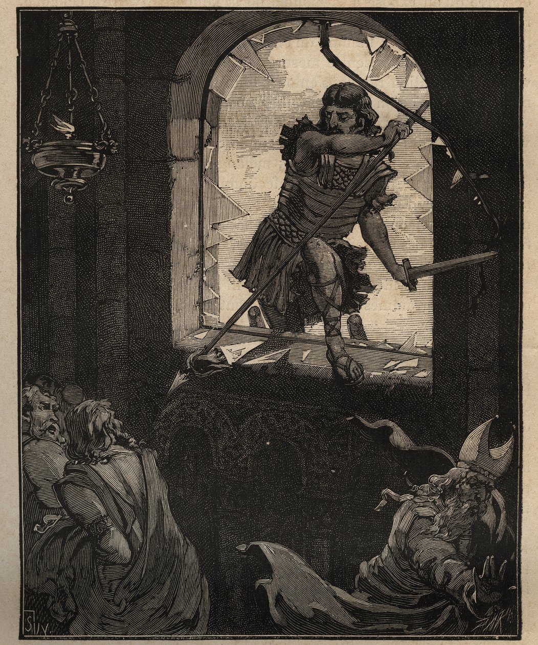 ガラスの芸術：描かれたステンドグラス。521年、テオドリックの兵士が