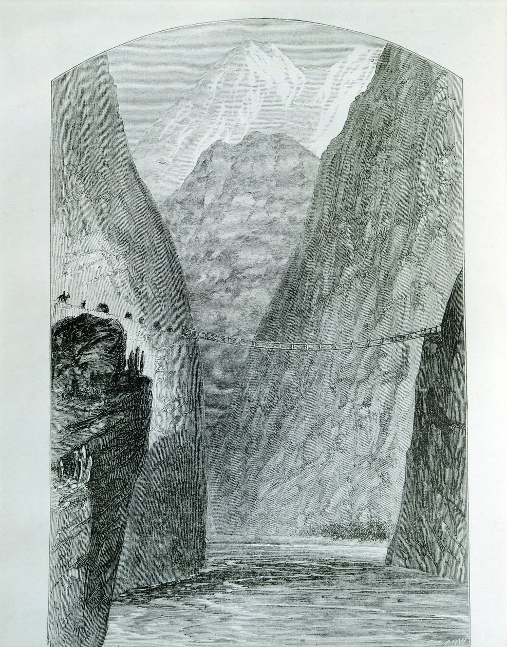 Silta Apurimac-joen yli, kaiverrus. Peru 作： 無名の画家