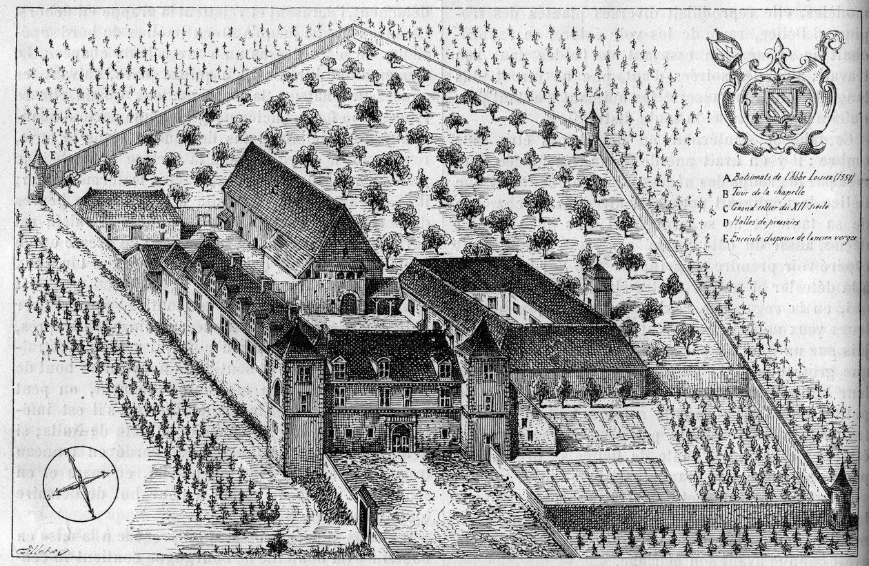 クロ・ド・ヴージョの建物（コート・ダルモール、21）、古代のエングレーヴィングによる。"Le Journal de la jeunesse "に掲載された版画 作： 無名の画家