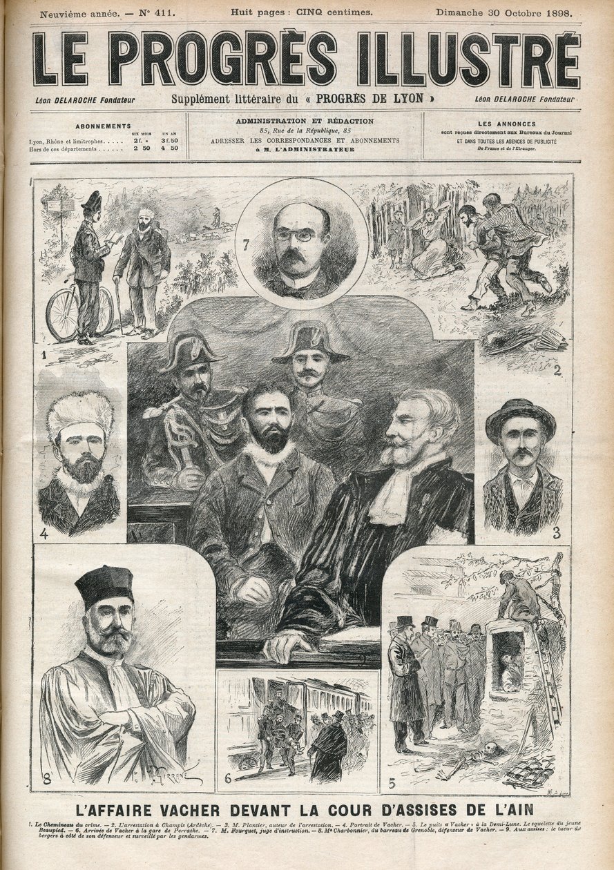 アッシジのアイン裁判所における「羊飼い殺し」ジョセフ・バッハー（1869-1898）の事件 - 10月30日付「The Progressive-Illustrous」の表紙 作： 無名の画家