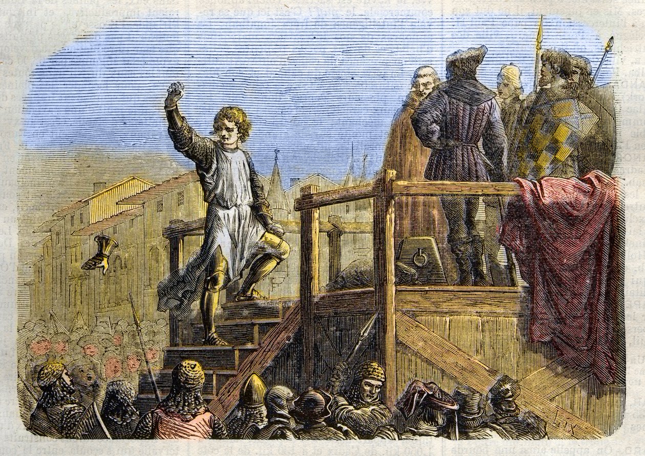 Conradin (or Conrad of Hohenstaufen) King of Sicily and Duke of Swabia (1252-1268) by Charles of Anjou after the battle of Tagliacozzo in 1268」（最後のシュタウファー家のシチリア王であるConradin (or Conrad the younger)の処刑、下記 作： 無名の画家