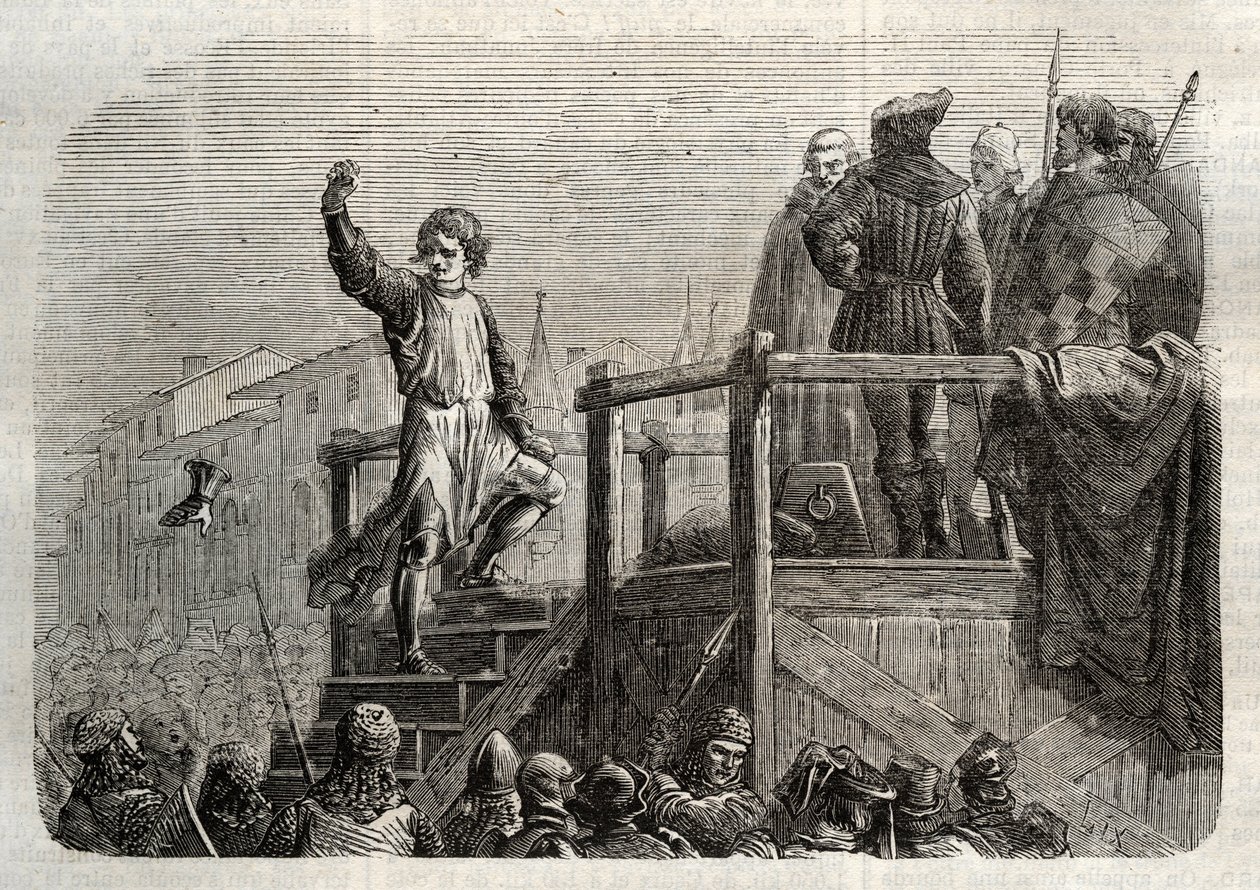 Conradin (or Conrad of Hohenstaufen) King of Sicily and Duke of Swabia (1252-1268) by Charles of Anjou after the battle of Tagliacozzo in 1268」（最後のシュタウファー家のシチリア王であるConradin (or Conrad the younger)の処刑、下記 作： 無名の画家