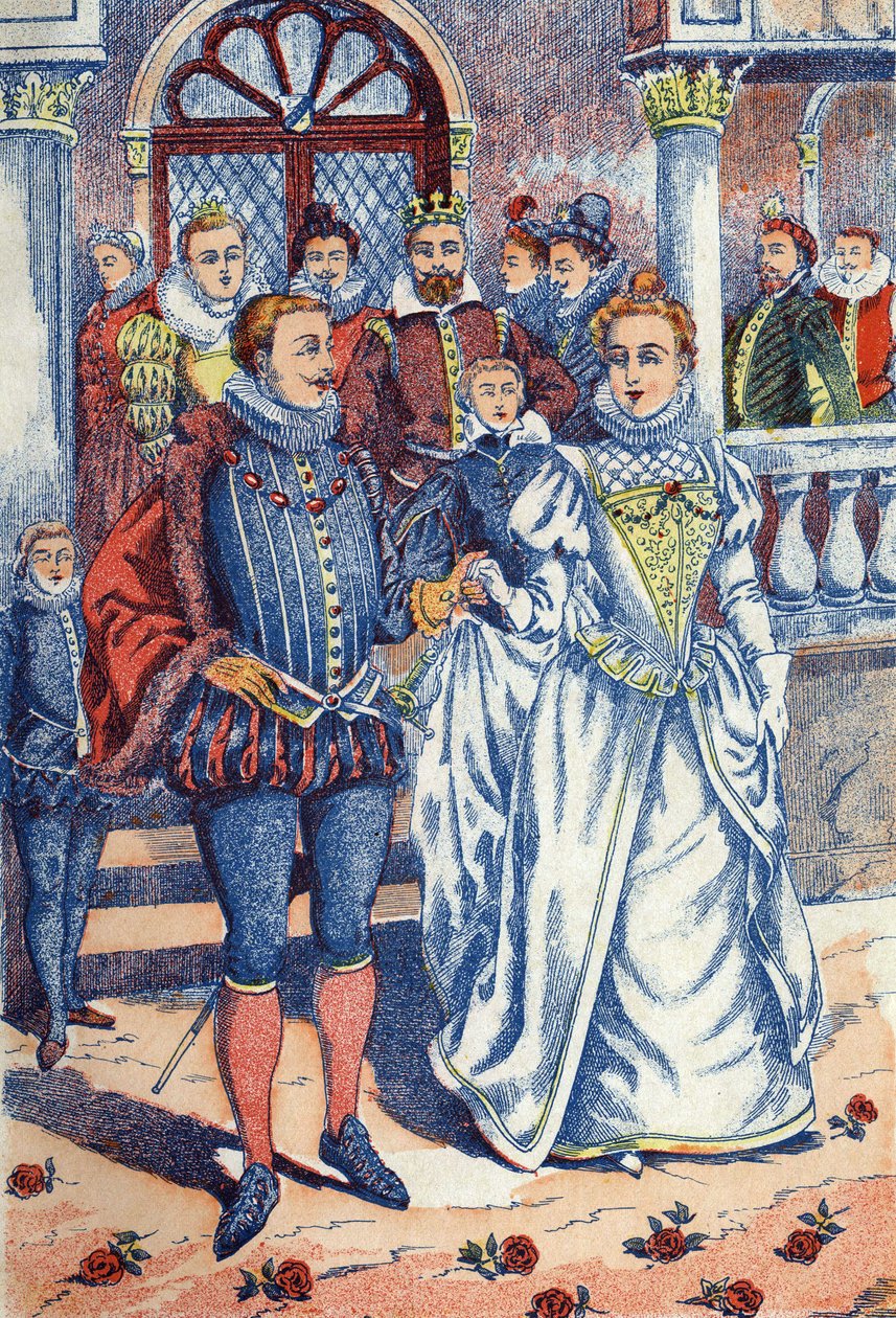 王様の息子がロバの皮と結婚する。フランスの作家シャルル・ペロー（1628-1703）の物語「ロバの皮」の匿名の挿絵。イメージ：Marcel Vagne、Jarville Nancy、年代不詳（19世紀後半）。 作： 無名の画家