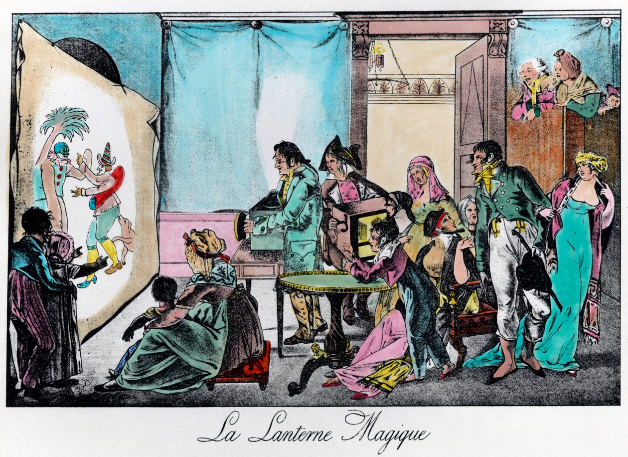 魔法のランタンです。19世紀のエングレーヴィング。個人蔵。 作： 無名の画家