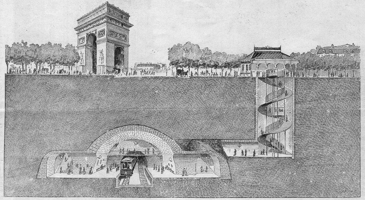 パリの地下鉄駅「エトワール」。1895年に描かれたもの。 作： 無名の画家