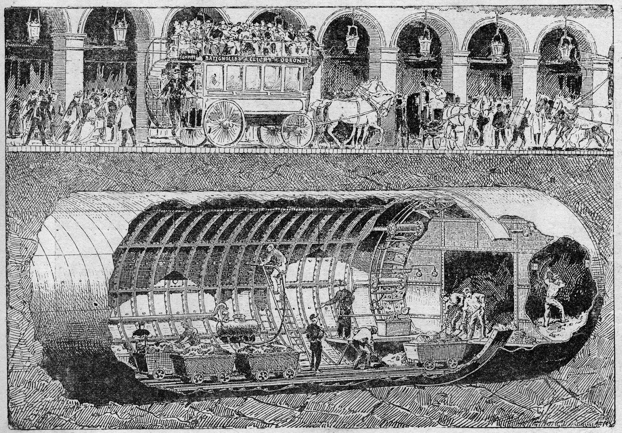 1895年のリボリの通りの下の道路の貫通部。 作： 無名の画家