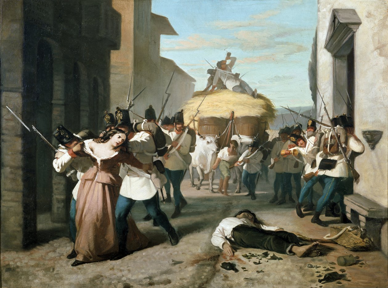 ピエモンテ・フランコ軍によるトルトーナ略奪（絵画） 作： 無名の画家