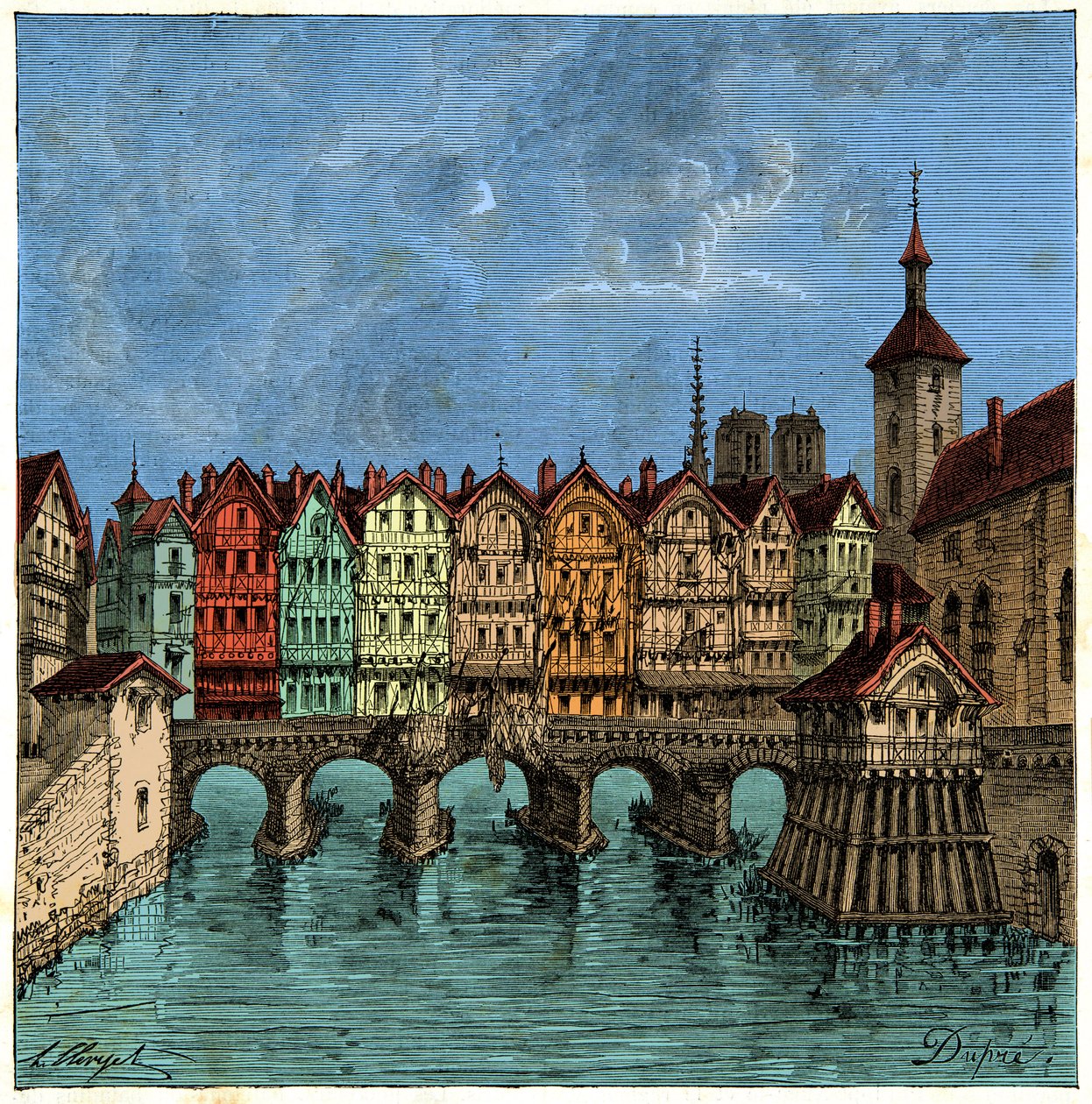 中世のパリで後にポン・オ・チェンジとなる小さな橋、19世紀のエン