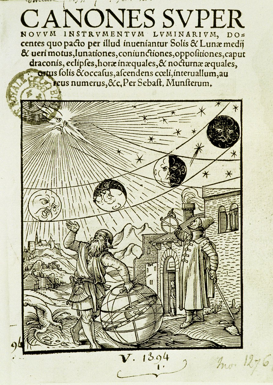天文学者が観測した太陽と月の動き - 書籍 "Super Canones "の扉絵 作： 無名の画家