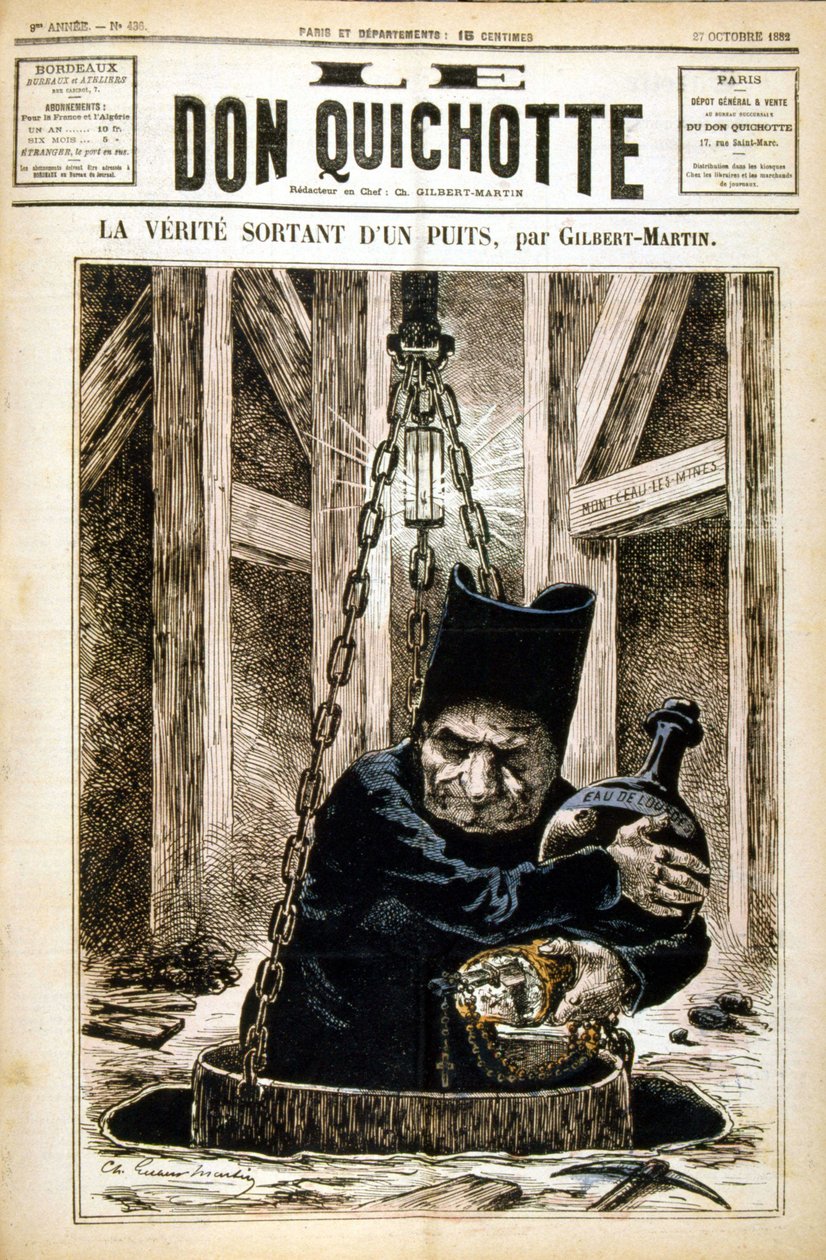 井戸から出てくる真実 - Le Don Quixote du 27/10/1882にて 作： 無名の画家