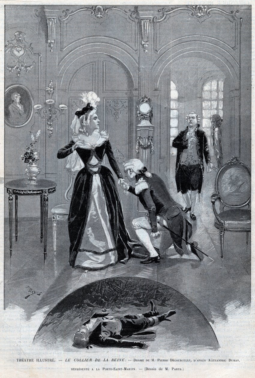 Theatre illustrious - "Le collier de la Reine" (Affair) drama by Pierre Decourcelle by Alexandre Dumas pere - "Le collier de la Reine" play in 5 acts and 13 paintings, Paris, 31 January 1895, Theatre de la Porte-Saint-Martin 作： 無名の画家