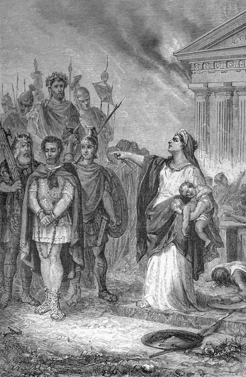 第三次ペニック戦争：カルタゴの将軍の妻の自殺。エングレーヴィング1884 作： 無名の画家