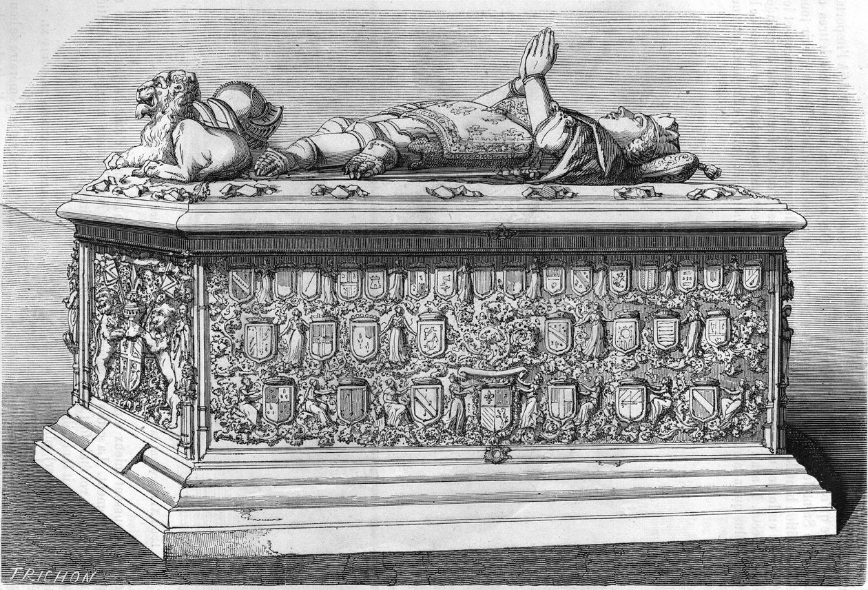 ブルゴーニュ公シャルルの墓（1433〜1477年）。 作： 無名の画家