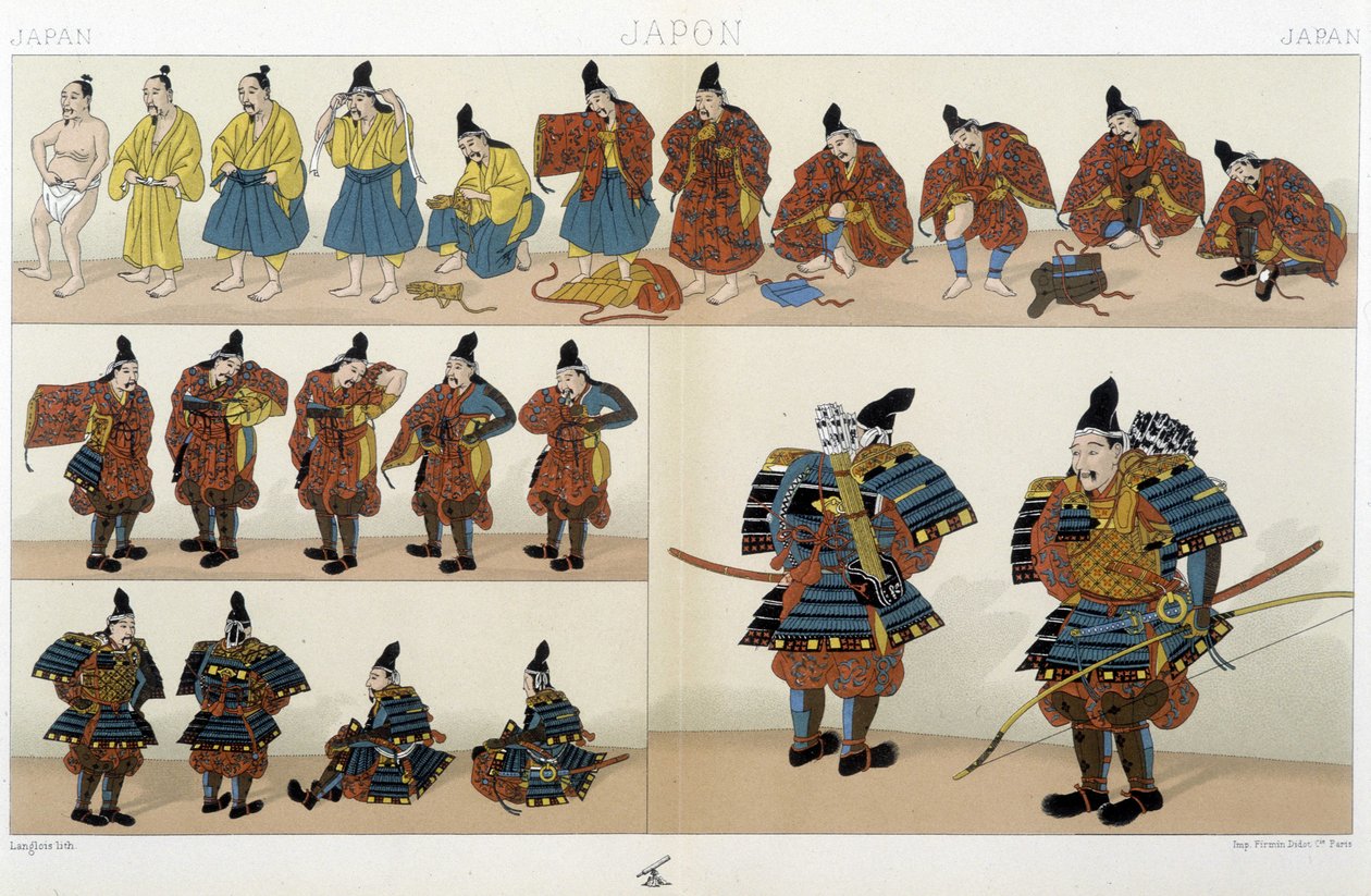 日本の伝統的な武士の服装-ラシーネの「歴史的衣装」の中で 作： 無名の画家