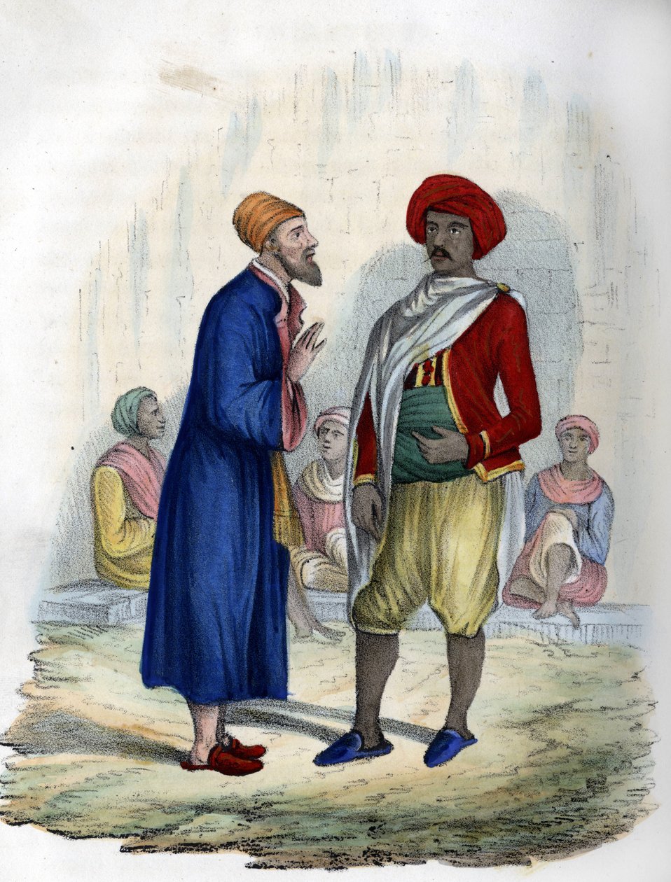 1830年のアルジェの街での二人の男。Léon Galibertの "L