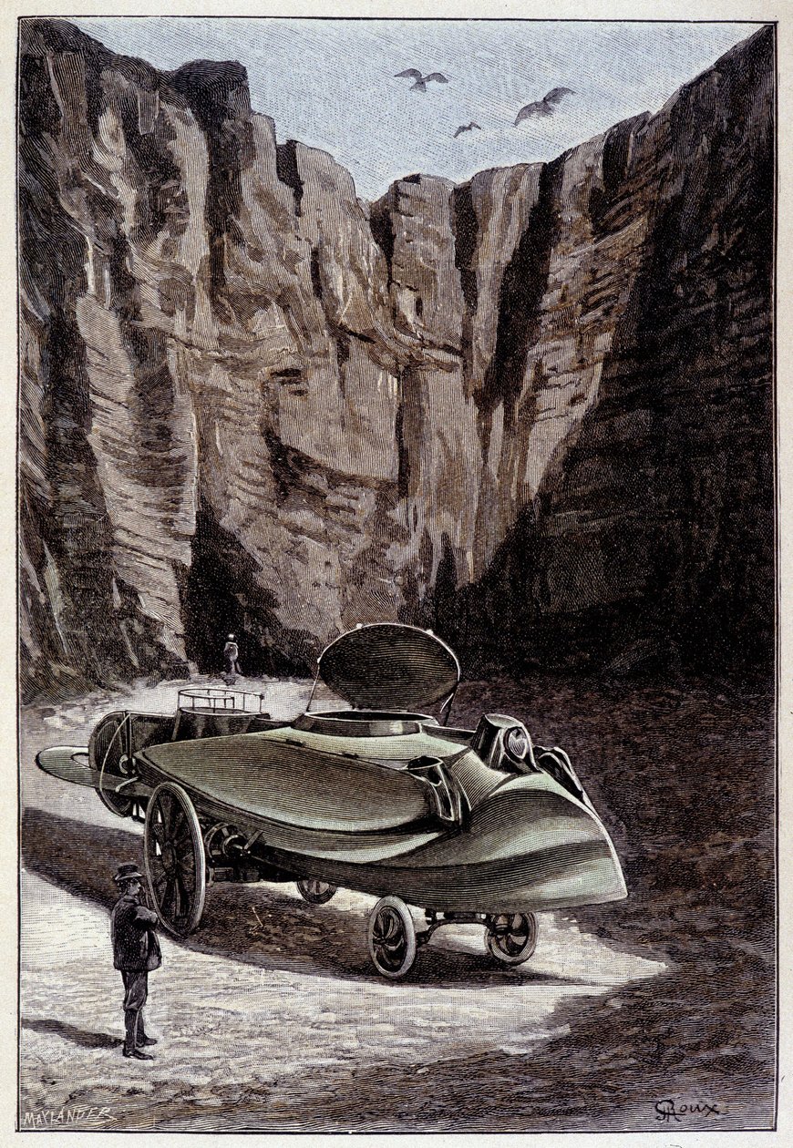 車両「fusiforme」 - ジュール・ヴェルヌ「世界の巨匠」にて by Roux 作： 無名の画家