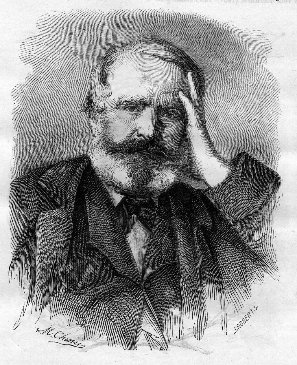 1866年、フランスの作家、ヴィクトル・ユーゴー（1802-1885）。 作： 無名の画家