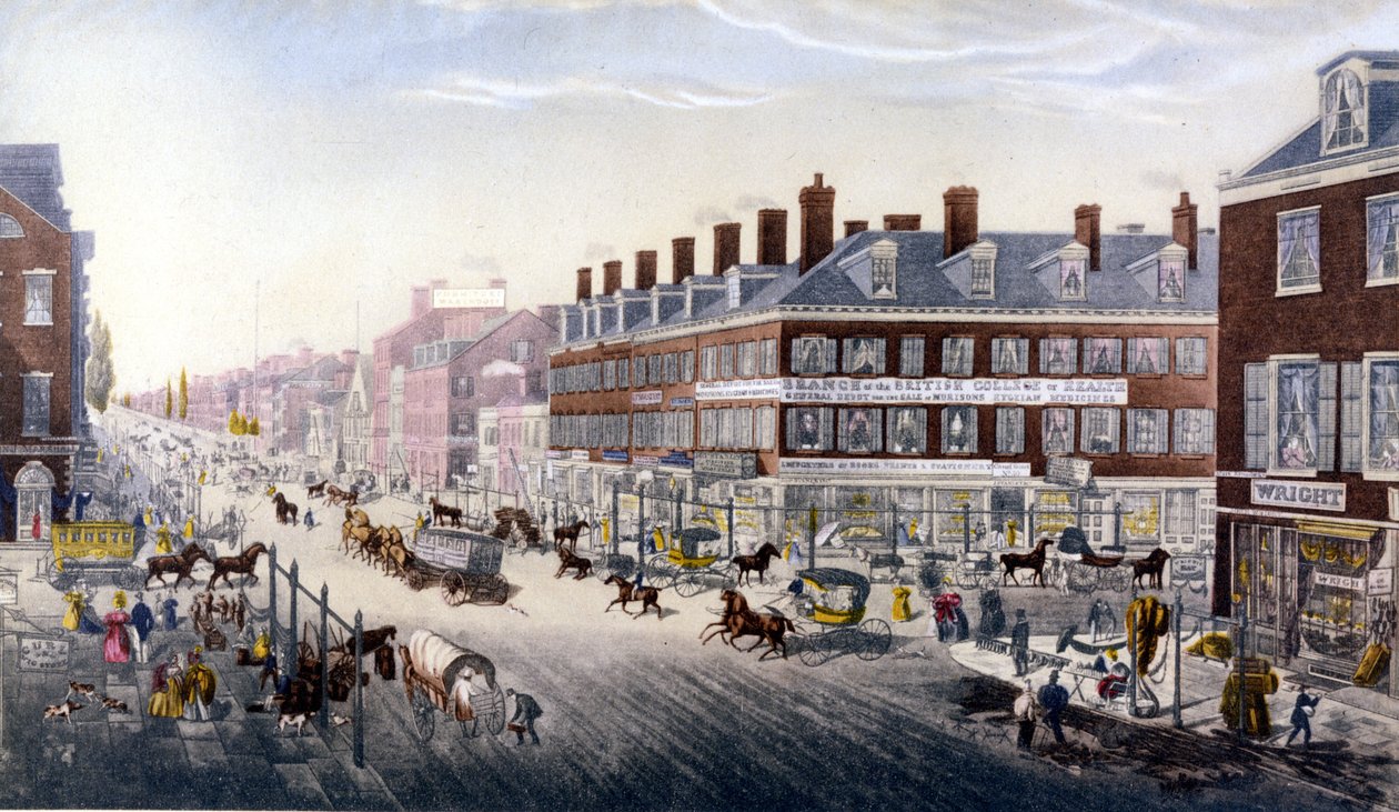 ビッグ割引 ニューヨークの街並み。ブロードウェイ。1840年に描かれたもの。 絵画